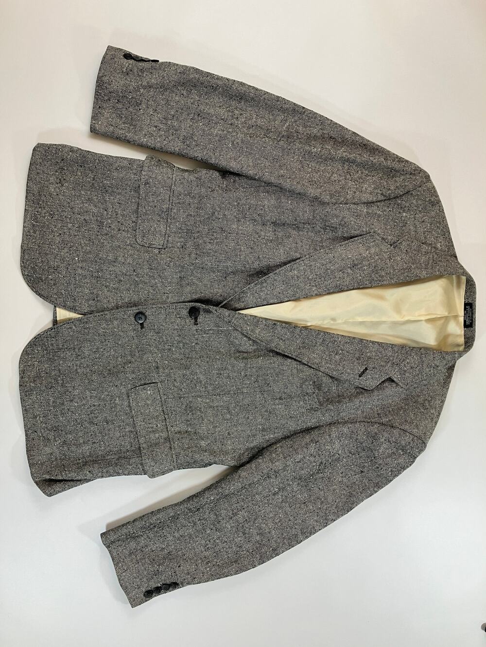 VTG Savile Row for Burdines Men 44S Black White Linen Blend Blazer Sport Coat